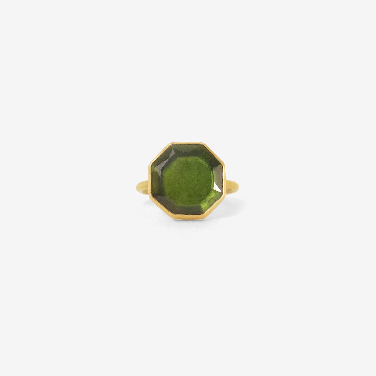 GABRIELLA KISS 18K & OCTAGONAL GREEN TOURMALINE SLAB RING, 4CT
