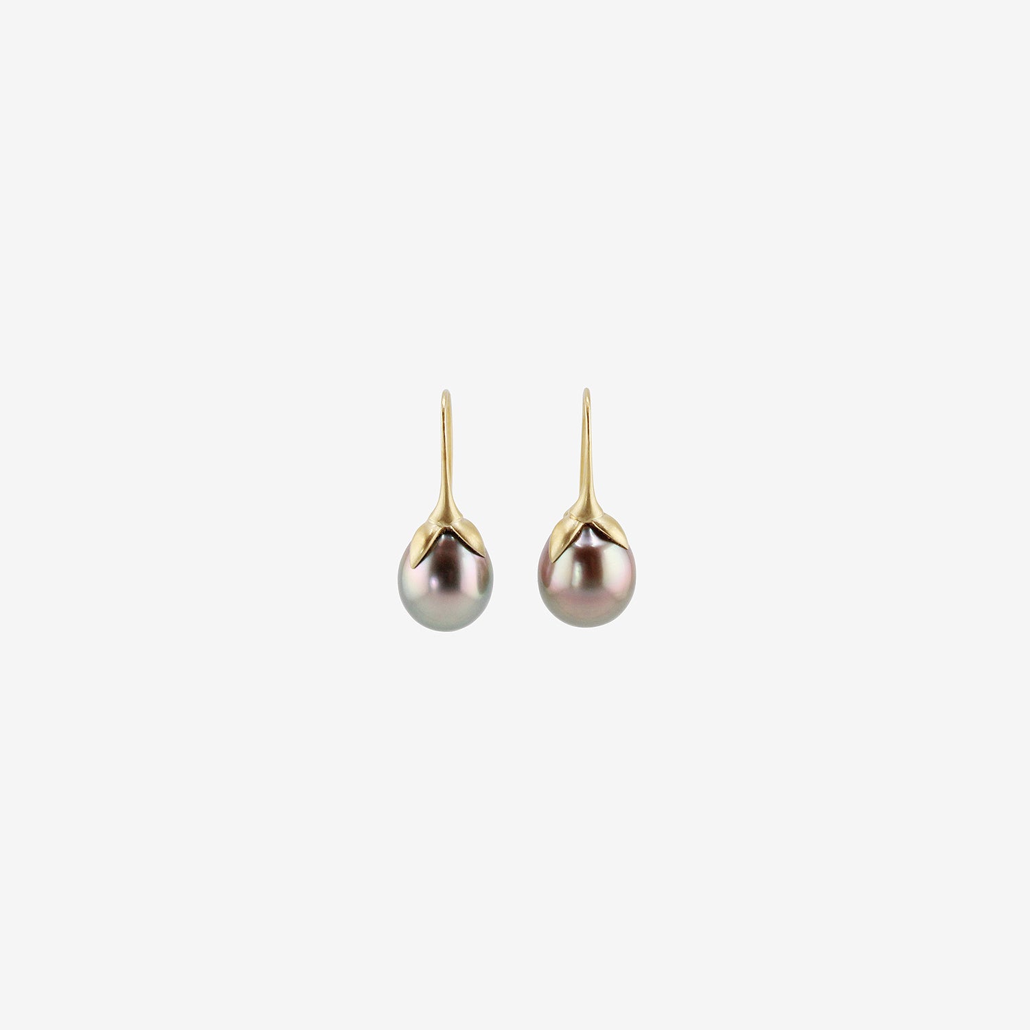 GABRIELLA KISS 14K & GREY TAHITIAN PEARL EGGPLANT EARRINGS