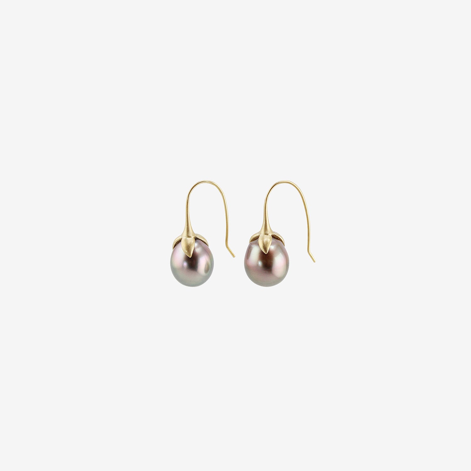 GABRIELLA KISS 14K & GREY TAHITIAN PEARL EGGPLANT EARRINGS