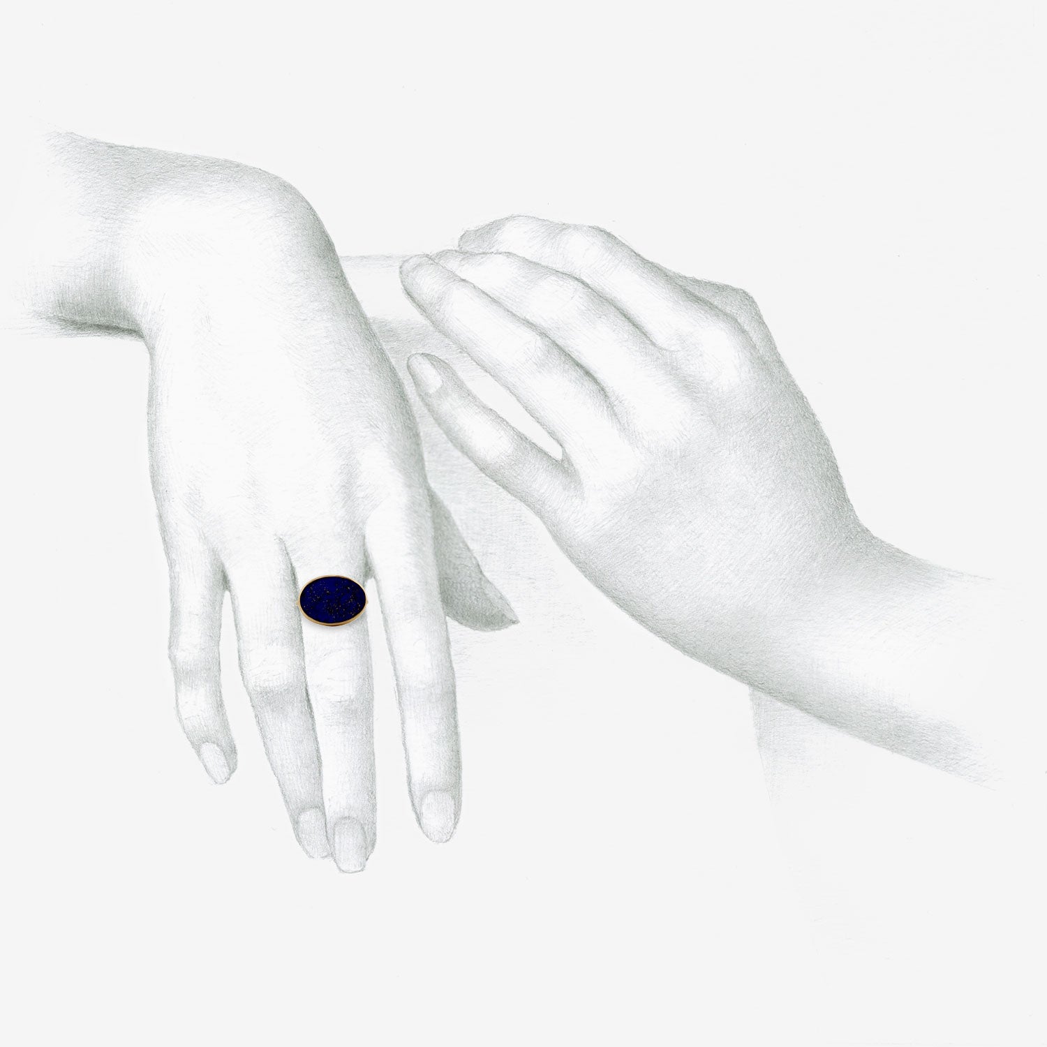 GABRIELLA KISS 18K & HORIZONTAL OVAL LAPIS RING