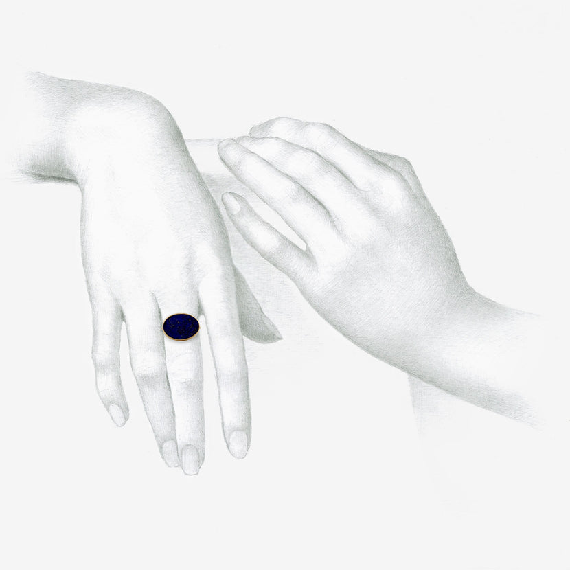 GABRIELLA KISS 18K & HORIZONTAL OVAL LAPIS RING
