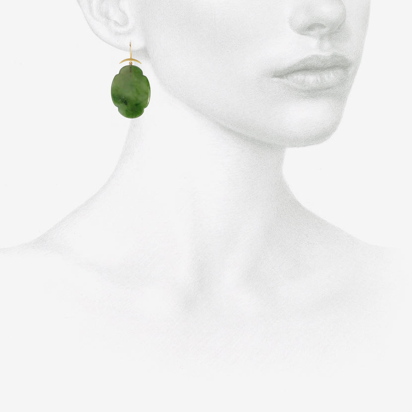 GABRIELLA KISS 18K & NEPHRITE JADE SCALLOP EARRINGS