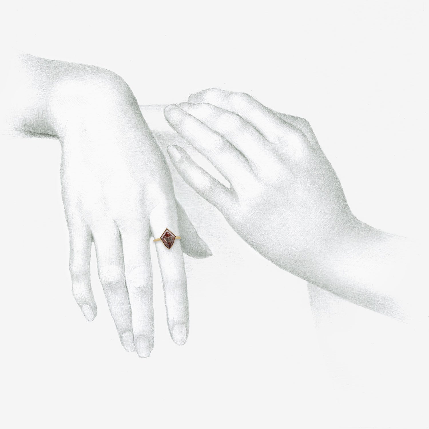 GABRIELLA KISS 18K & KITE-SHAPED RED LACY DIAMOND RING, 2.16CT