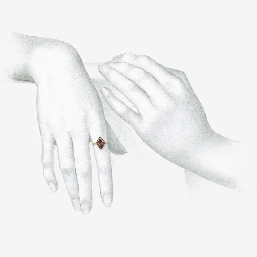 GABRIELLA KISS 18K & KITE-SHAPED RED LACY DIAMOND RING, 2.16CT