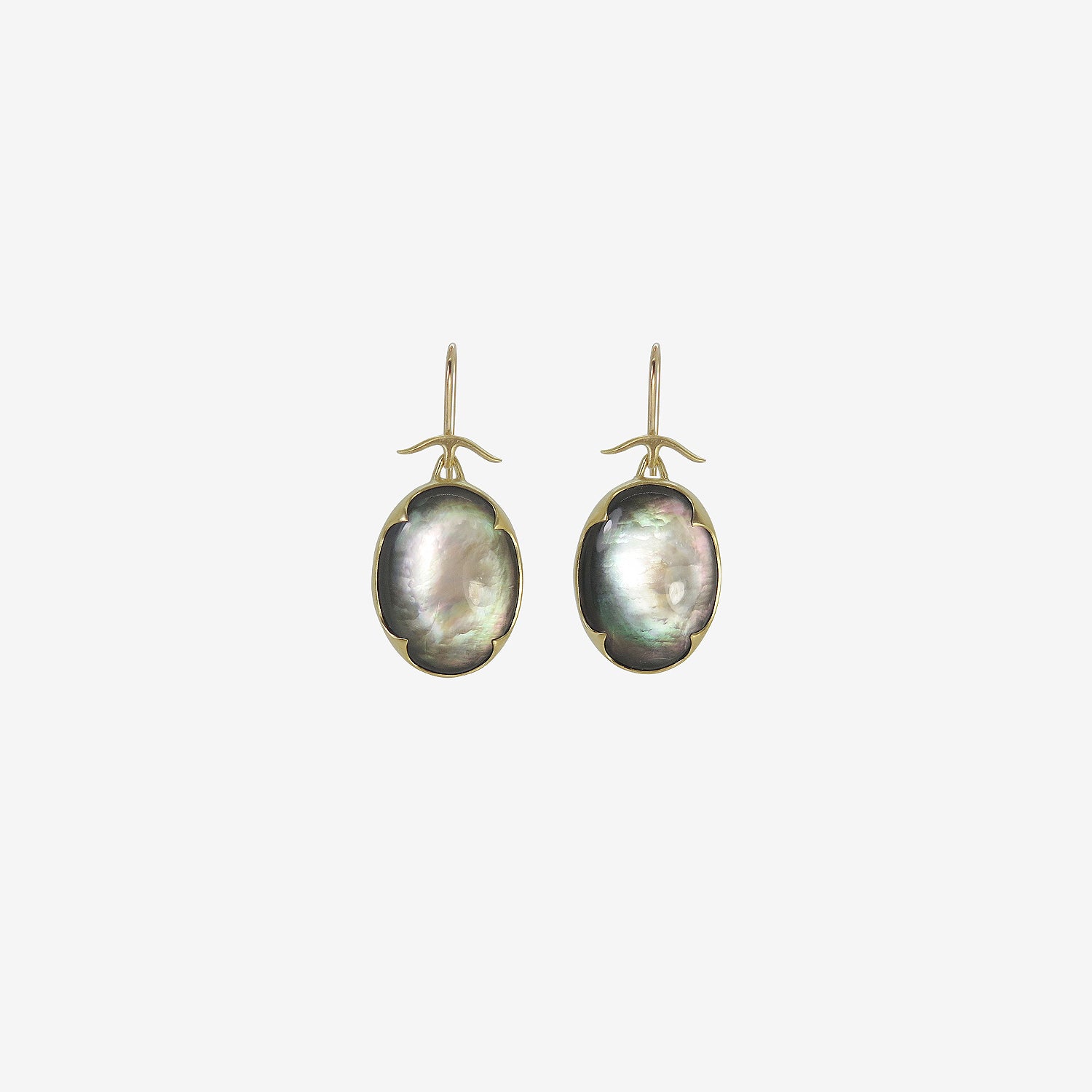 GABRIELLA KISS 18K & LARGE OVAL BLACK MOTHER-OF-PEARL EARRINGS
