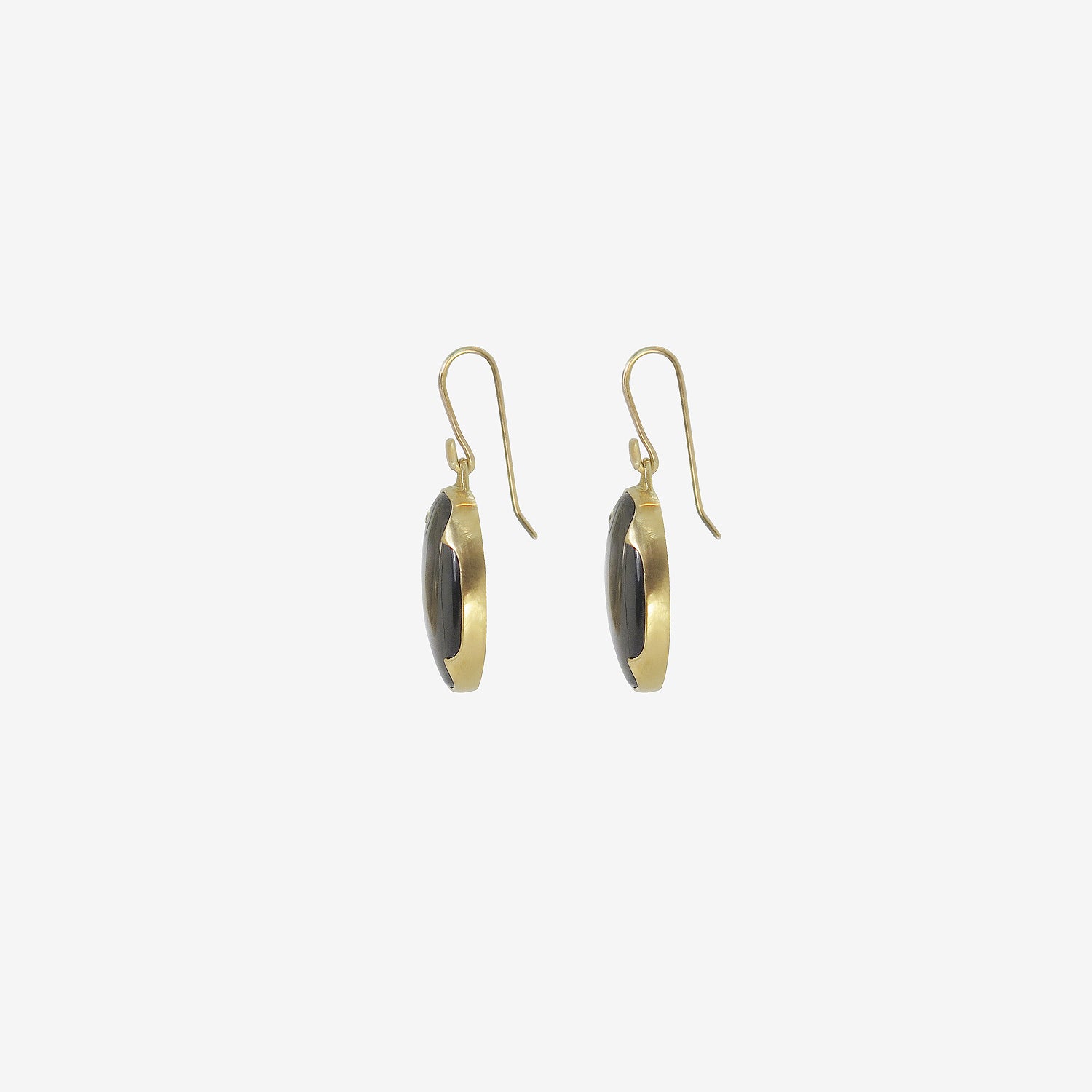 GABRIELLA KISS 18K & LARGE OVAL BLACK MOTHER-OF-PEARL EARRINGS