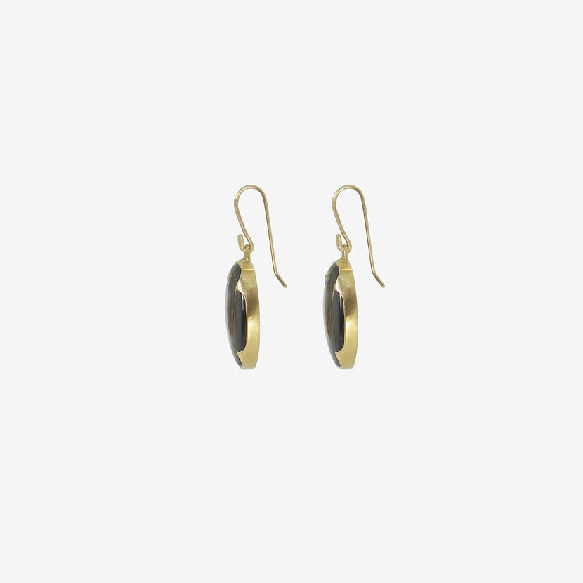 GABRIELLA KISS 18K & LARGE OVAL BLACK MOTHER-OF-PEARL EARRINGS