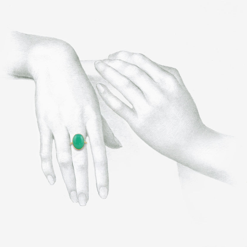 GABRIELLA KISS 18K & LARGE OVAL CHRYSOPRASE RING, 13.08CT