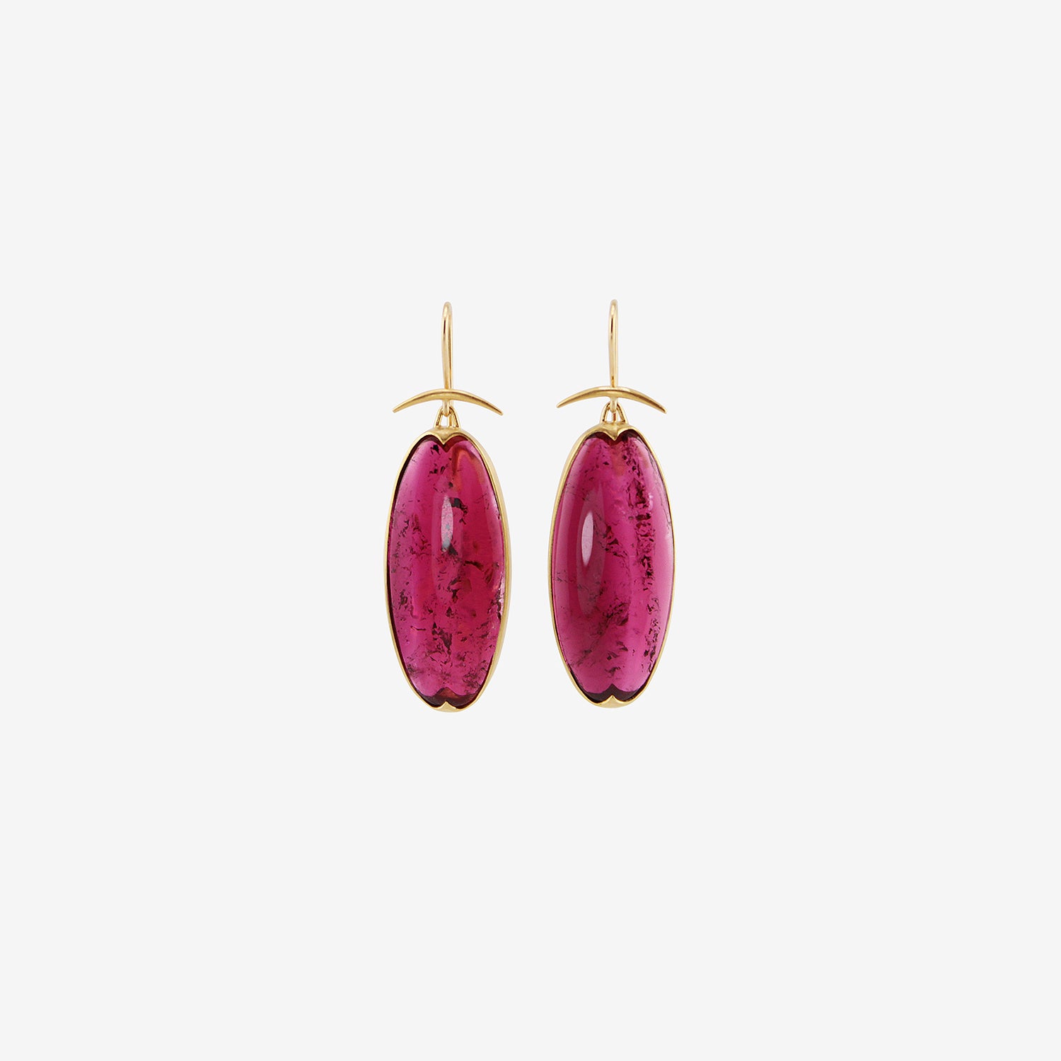 GABRIELLA KISS 18K & LARGE OVAL RUBELLITE TOURMALINE EARRINGS