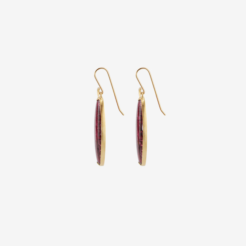 GABRIELLA KISS 18K & LARGE OVAL RUBELLITE TOURMALINE EARRINGS
