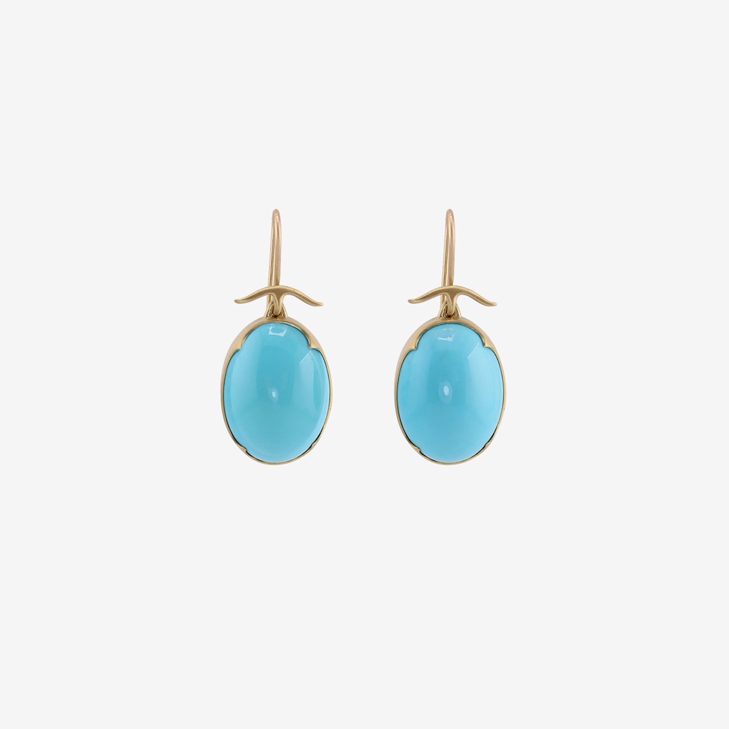 GABRIELLA KISS 18K & LARGE OVAL SLEEPING BEAUTY TURQUOISE EARRINGS