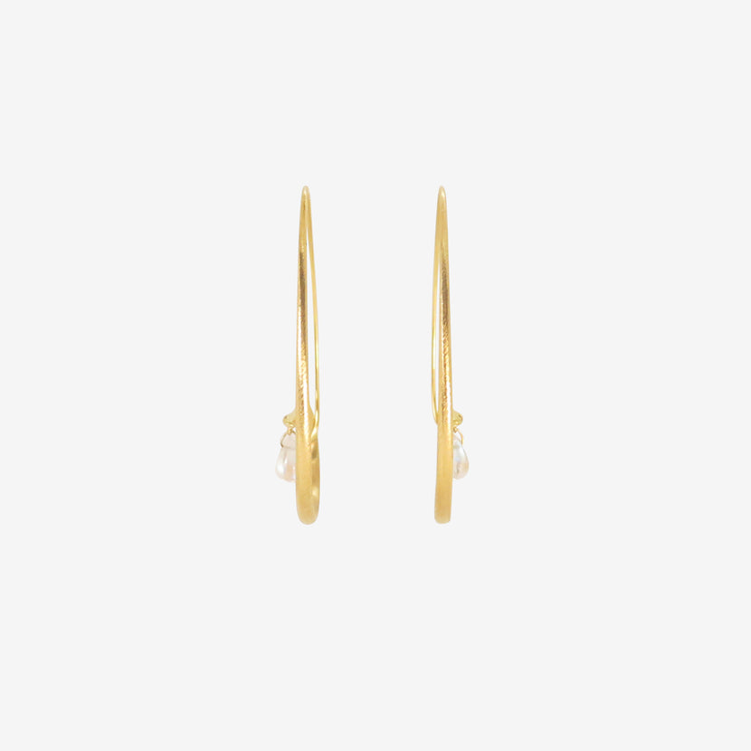 GABRIELLA KISS 18K & CHAMPAGNE DIAMOND LARGE SNAKE HOOPS WITH MOONSTONE DROPS