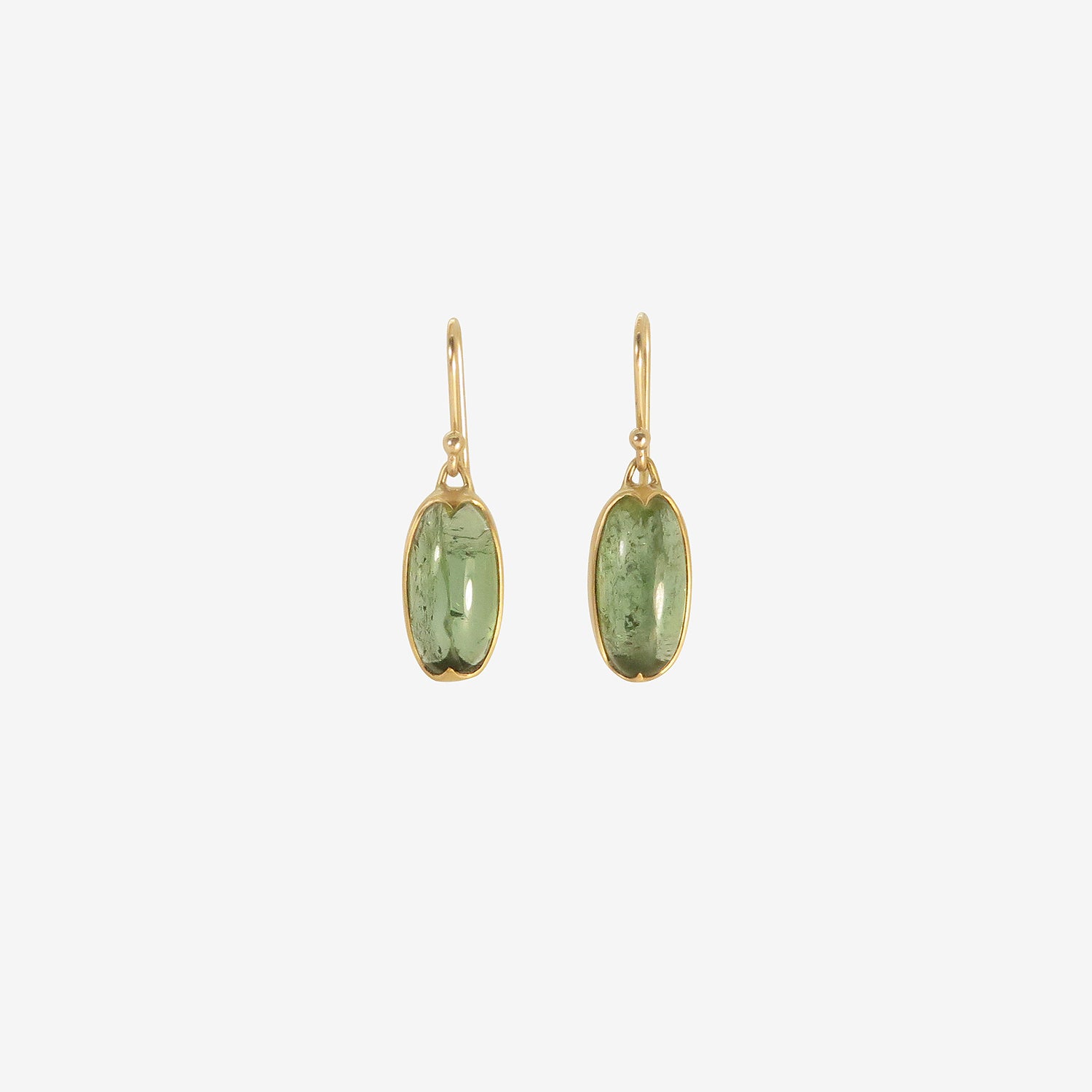 GABRIELLA KISS 18K & LONG OVAL PALE GREEN TOURMALINE EARRINGS