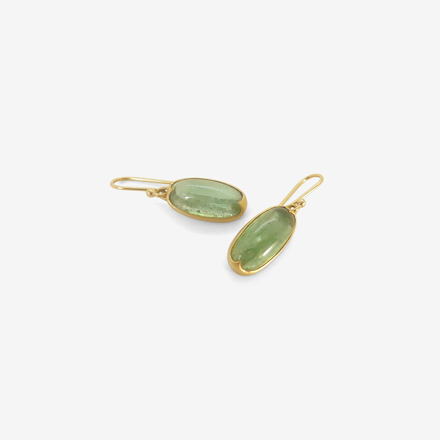 GABRIELLA KISS 18K & LONG OVAL PALE GREEN TOURMALINE EARRINGS