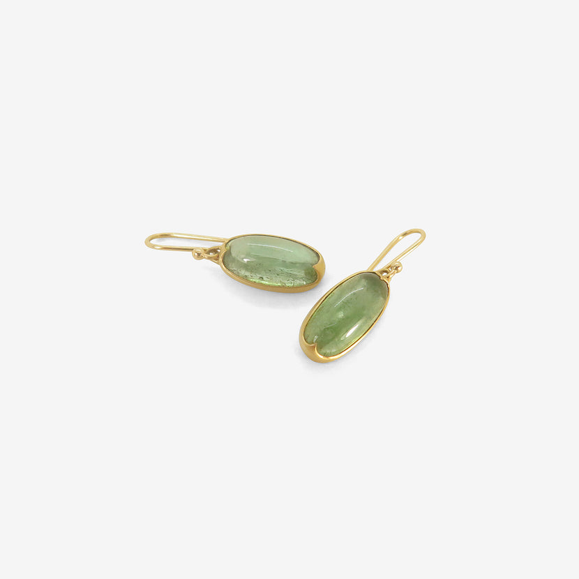 GABRIELLA KISS 18K & LONG OVAL PALE GREEN TOURMALINE EARRINGS