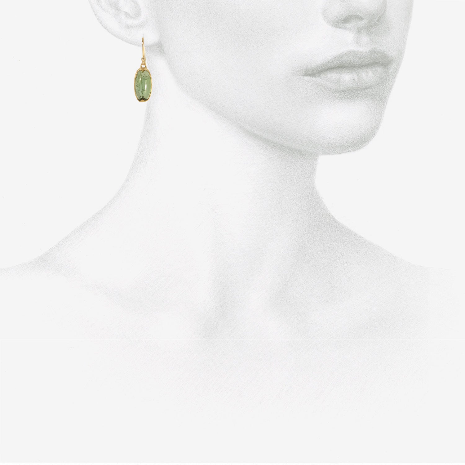 GABRIELLA KISS 18K & LONG OVAL PALE GREEN TOURMALINE EARRINGS