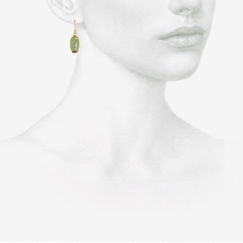 GABRIELLA KISS 18K & LONG OVAL PALE GREEN TOURMALINE EARRINGS