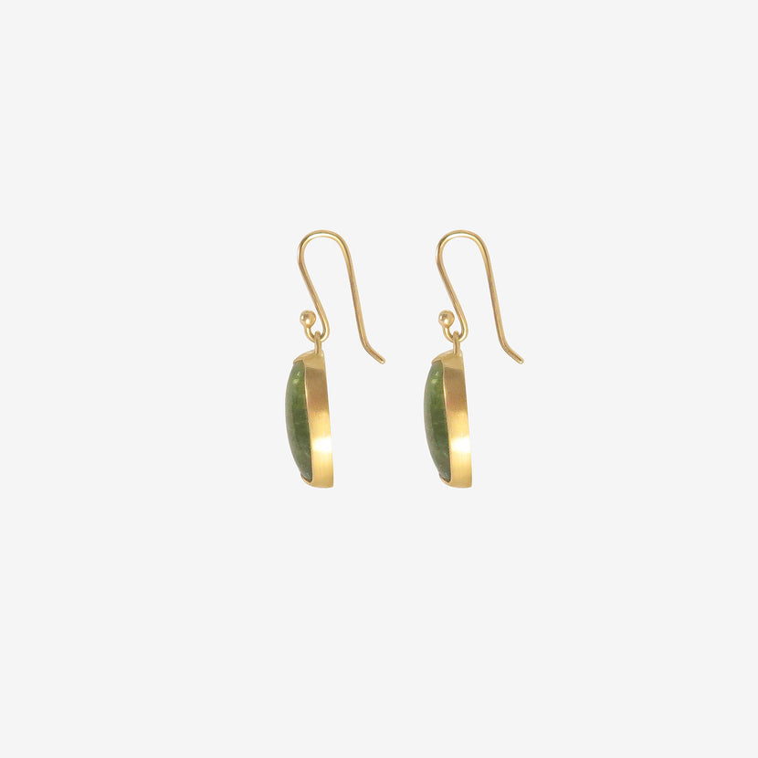 GABRIELLA KISS 18K & LONG OVAL PALE GREEN TOURMALINE EARRINGS