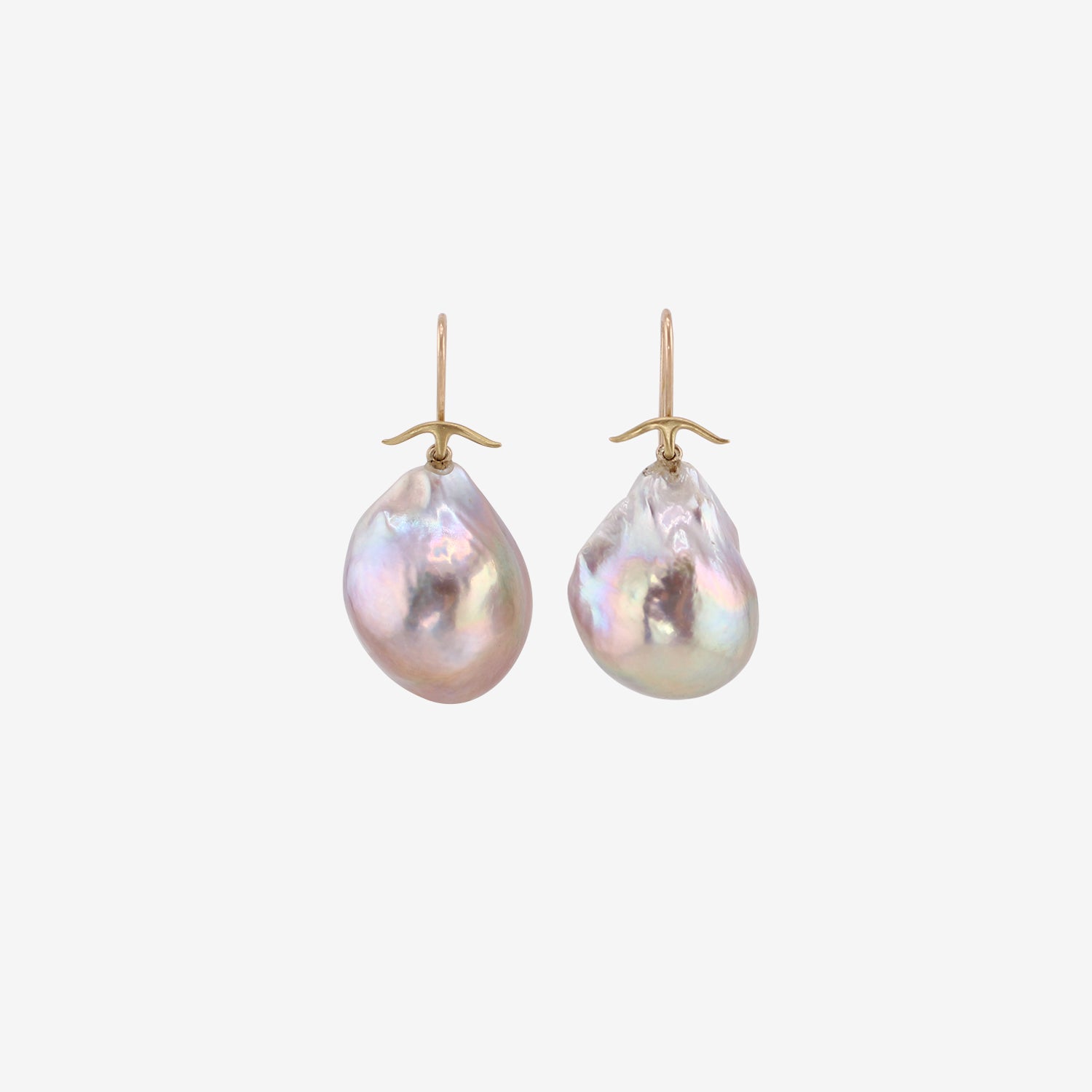 GABRIELLA KISS 18K & MAUVE BAROQUE MABE PEARL EARRINGS