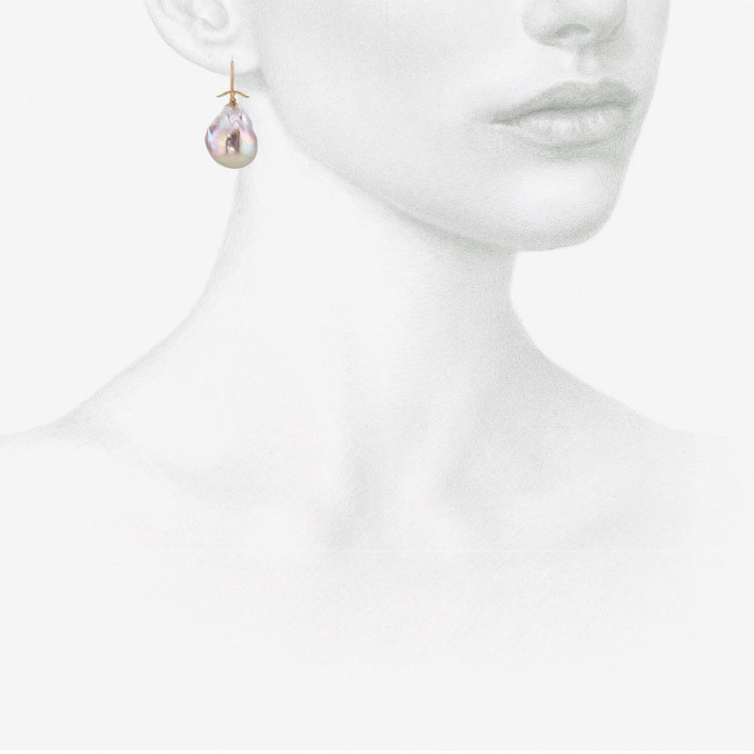 GABRIELLA KISS 18K & MAUVE BAROQUE MABE PEARL EARRINGS