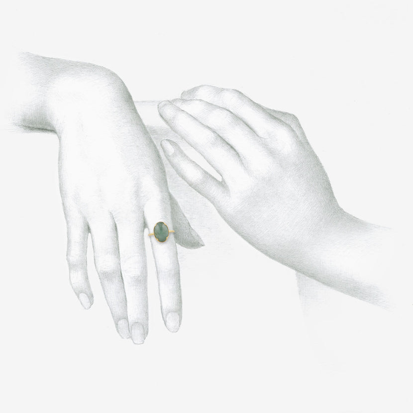 GABRIELLA KISS 18K & OVAL CABOCHON PALE COLOMBIAN EMERALD RING, 6.45CT