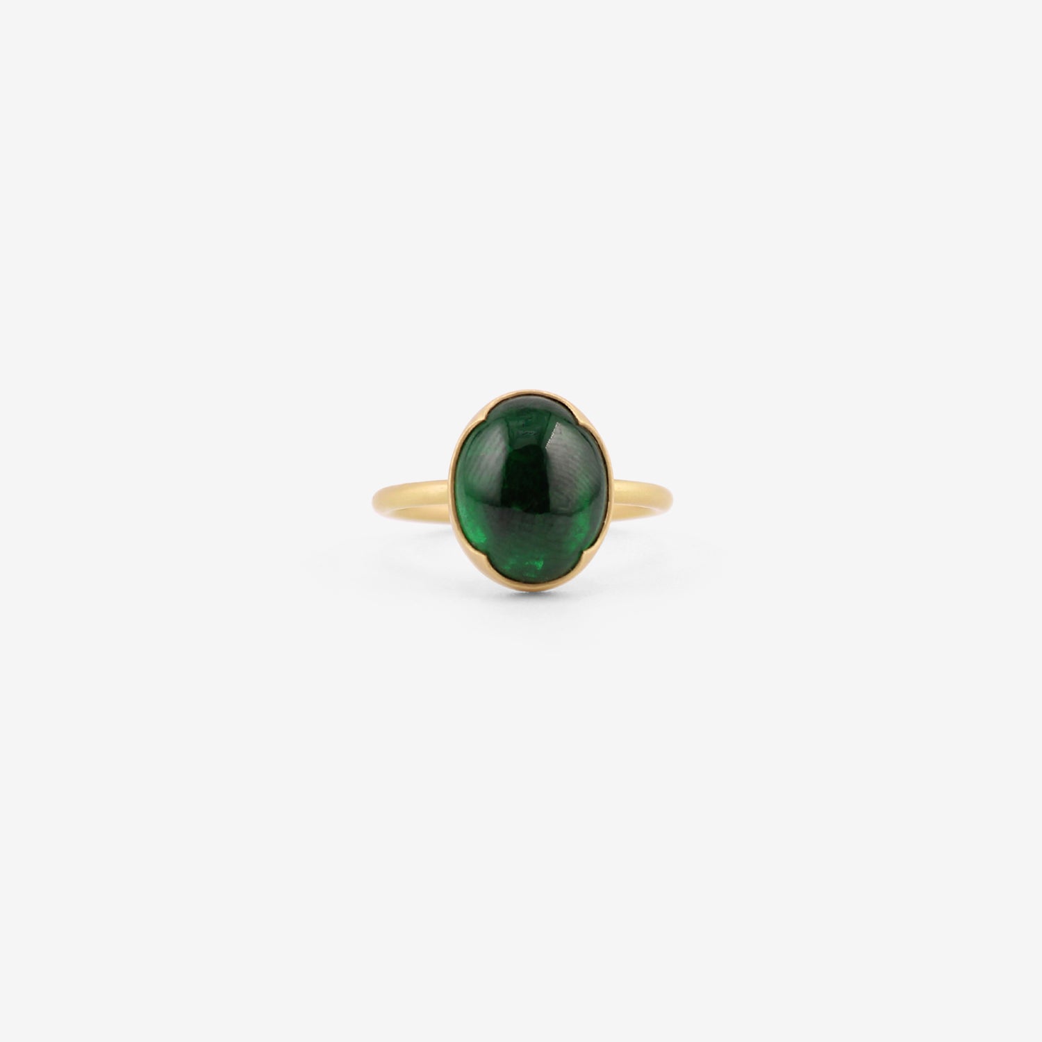 GABRIELLA KISS 18K & OVAL CABOCHON TSAVORITE GARNET RING, 5.6CT