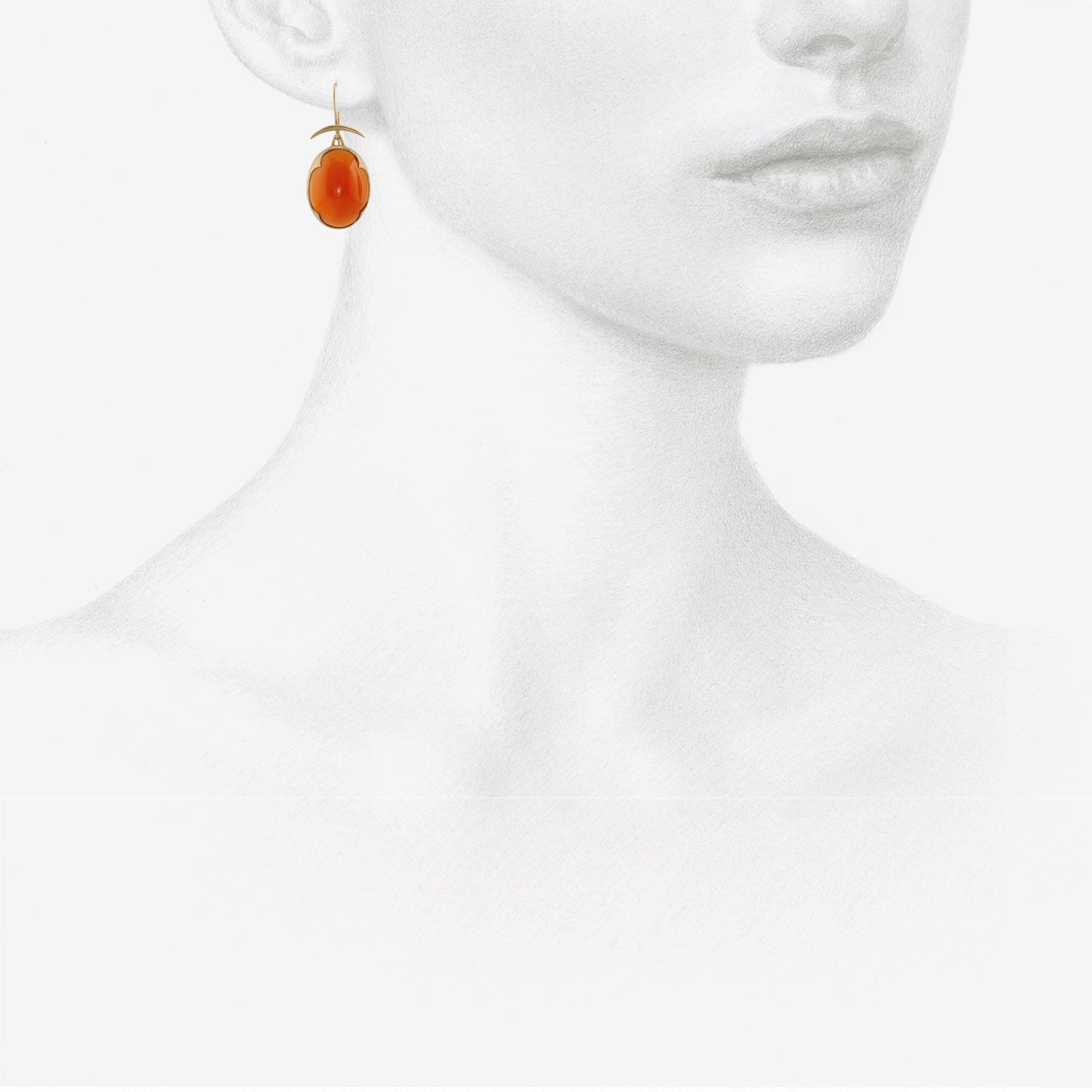GABRIELLA KISS 18K & OVAL CARNELIAN EARRINGS