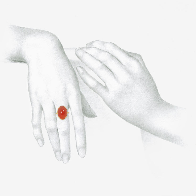 GABRIELLA KISS 18K & OVAL CABOCHON CARNELIAN RING