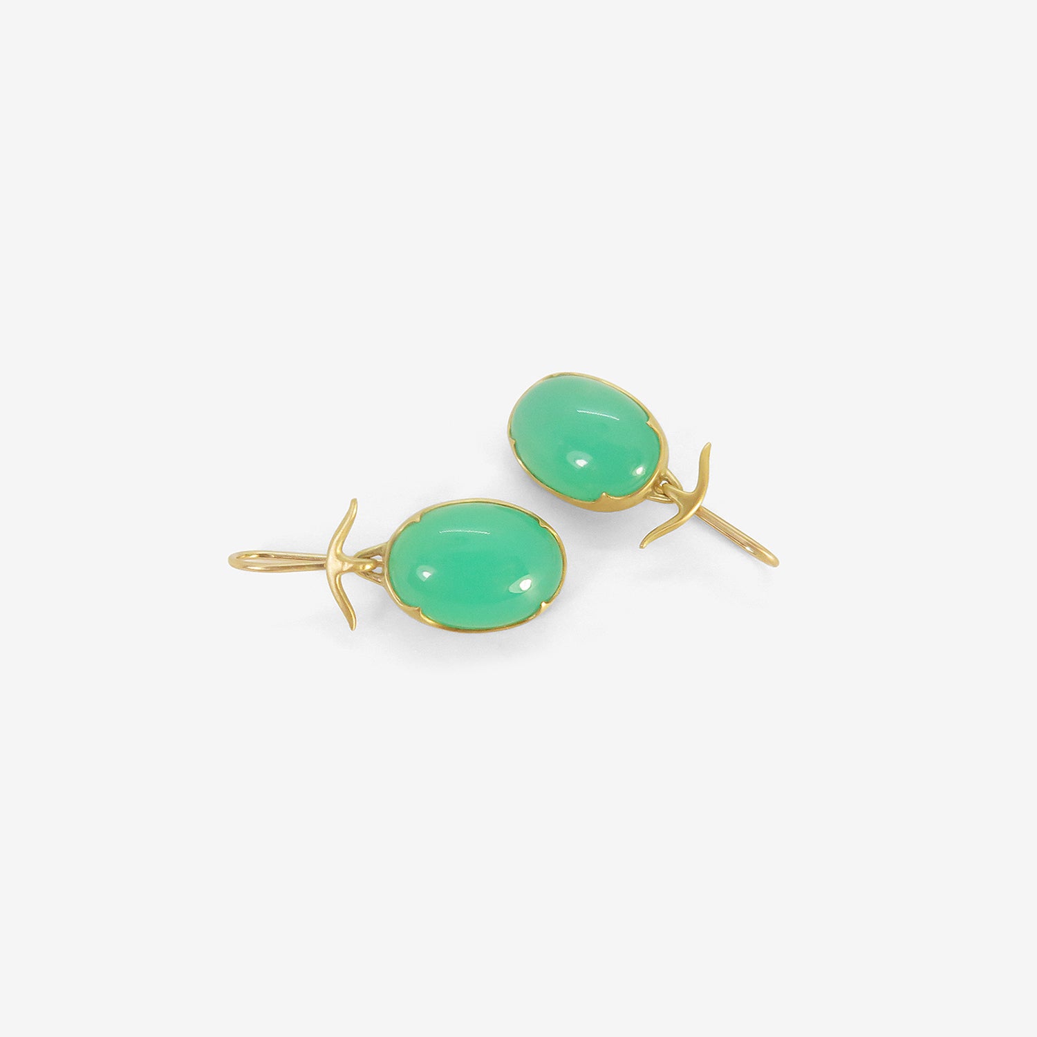 GABRIELLA KISS 18K & OVAL CHRYSOPRASE EARRINGS