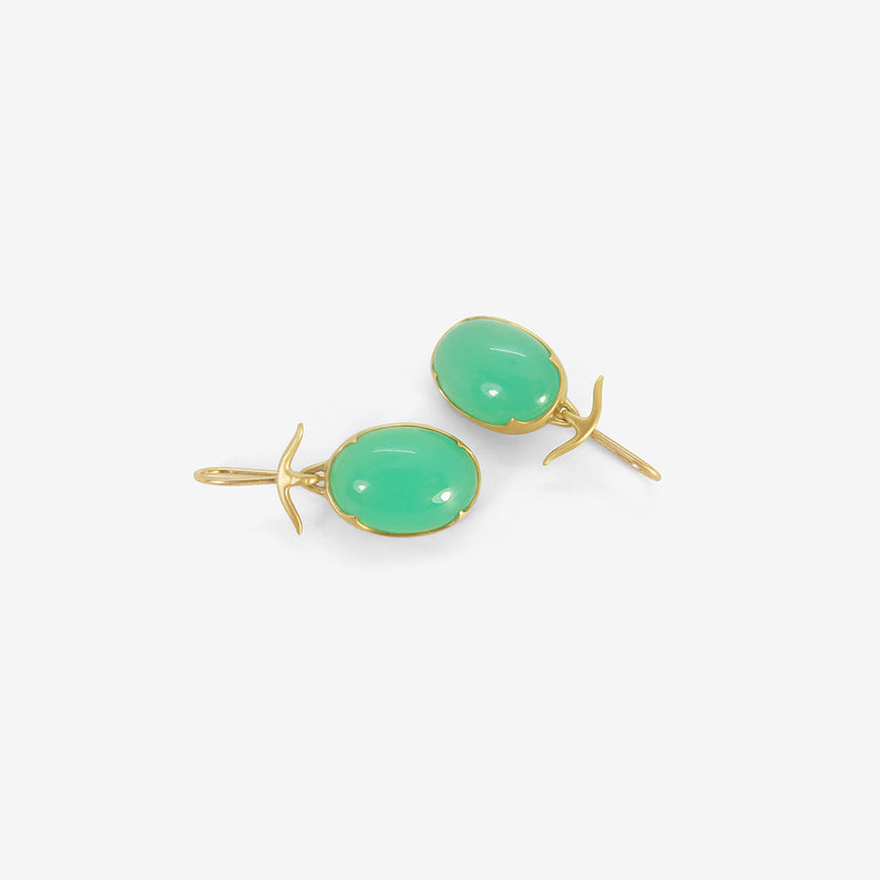 GABRIELLA KISS 18K & OVAL CHRYSOPRASE EARRINGS