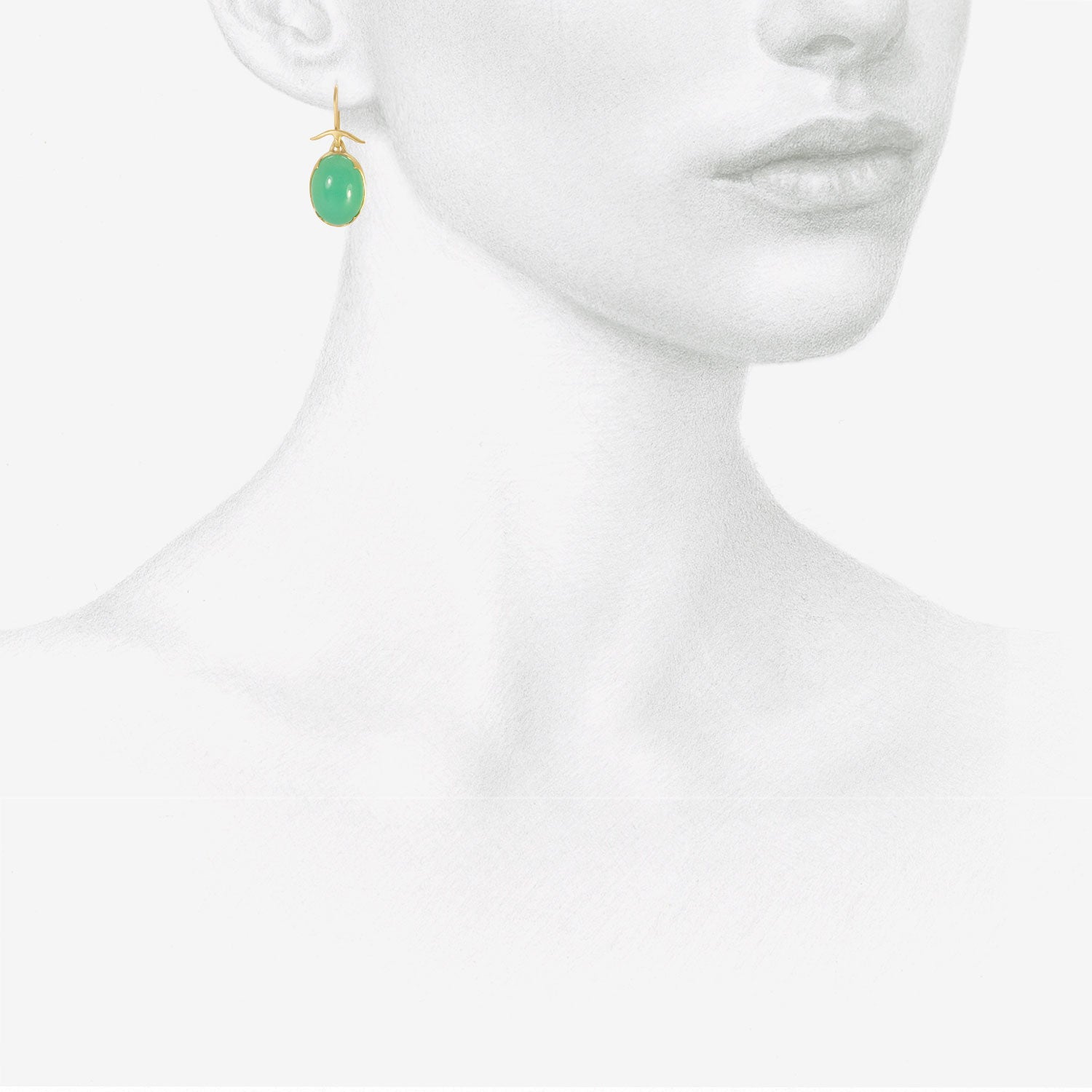 GABRIELLA KISS 18K & OVAL CHRYSOPRASE EARRINGS