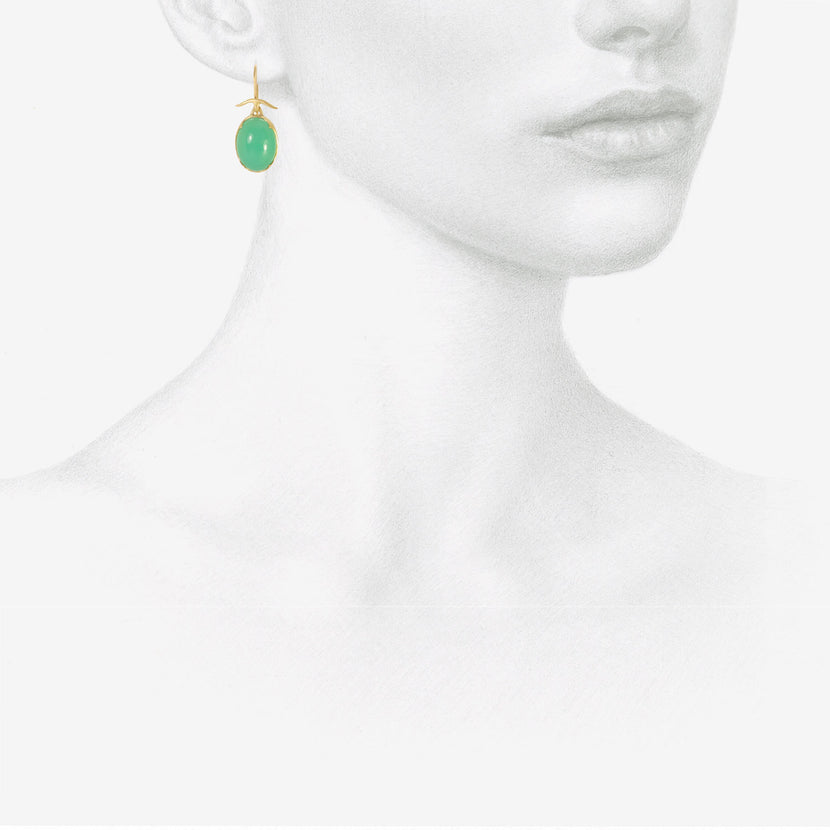 GABRIELLA KISS 18K & OVAL CHRYSOPRASE EARRINGS