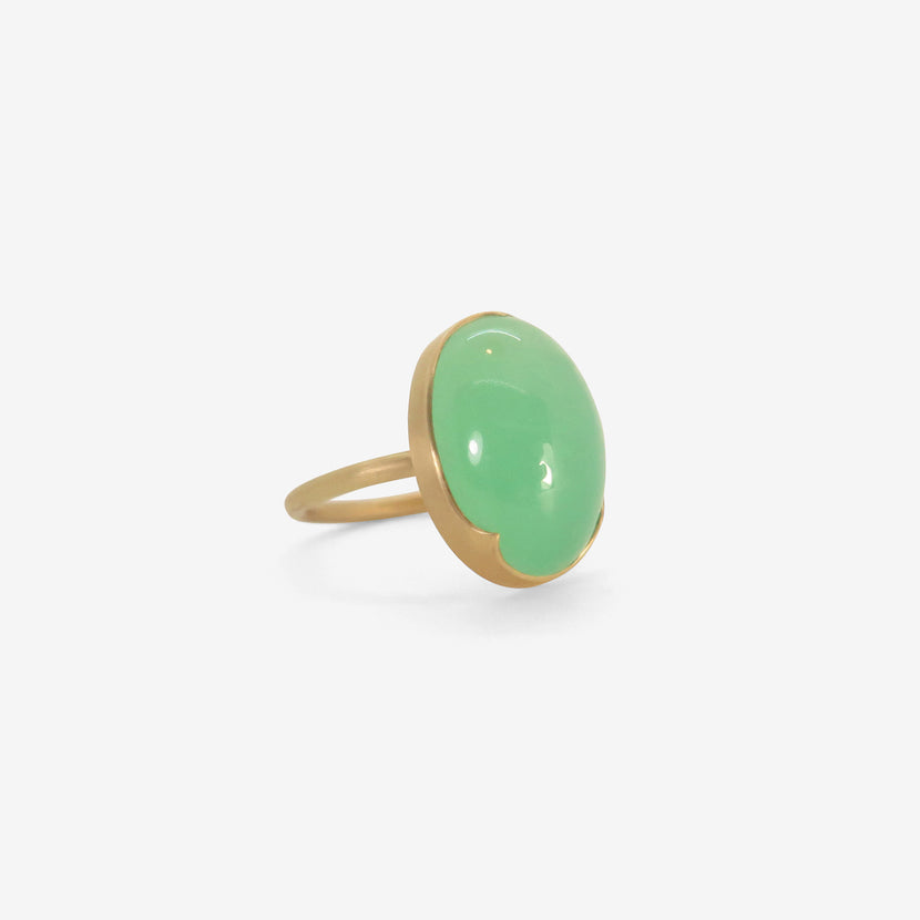 GABRIELLA KISS 18K & OVAL CHRYSOPRASE RING, 11.09CT