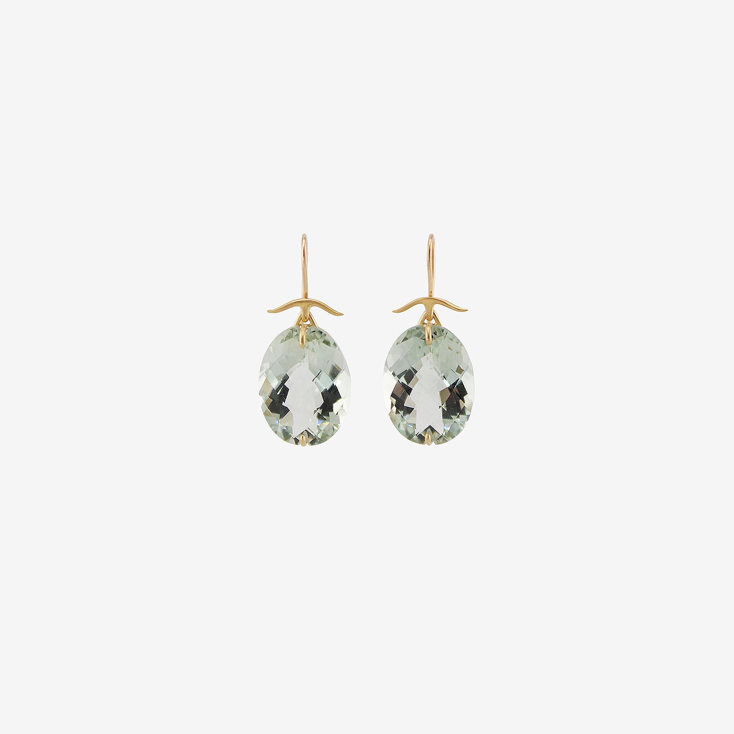 GABRIELLA KISS 18K & OVAL FACETED GREEN AMETHYST EARRINGS