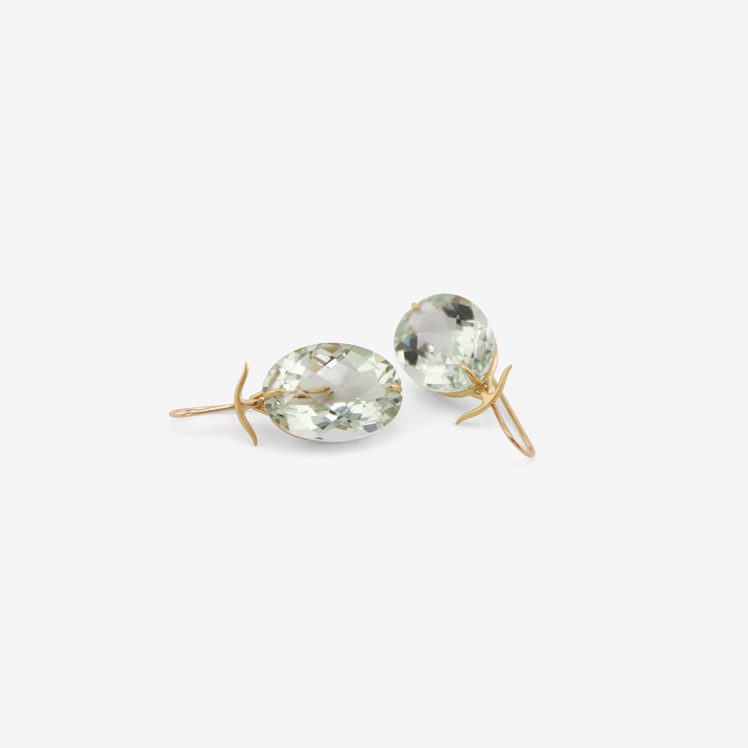 GABRIELLA KISS 18K & OVAL FACETED GREEN AMETHYST EARRINGS