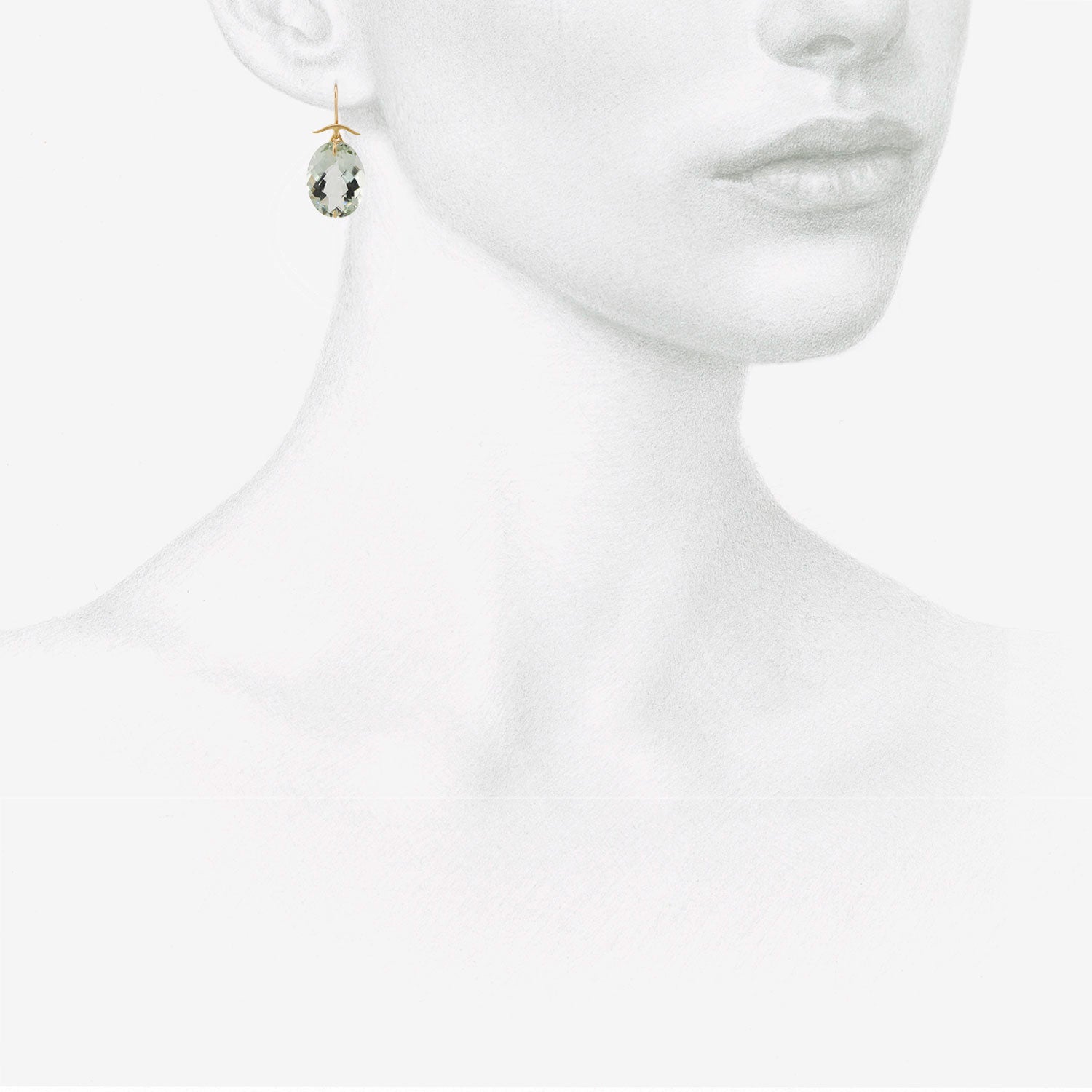 GABRIELLA KISS 18K & OVAL FACETED GREEN AMETHYST EARRINGS