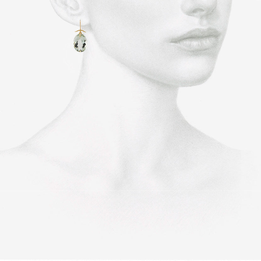 GABRIELLA KISS 18K & OVAL FACETED GREEN AMETHYST EARRINGS