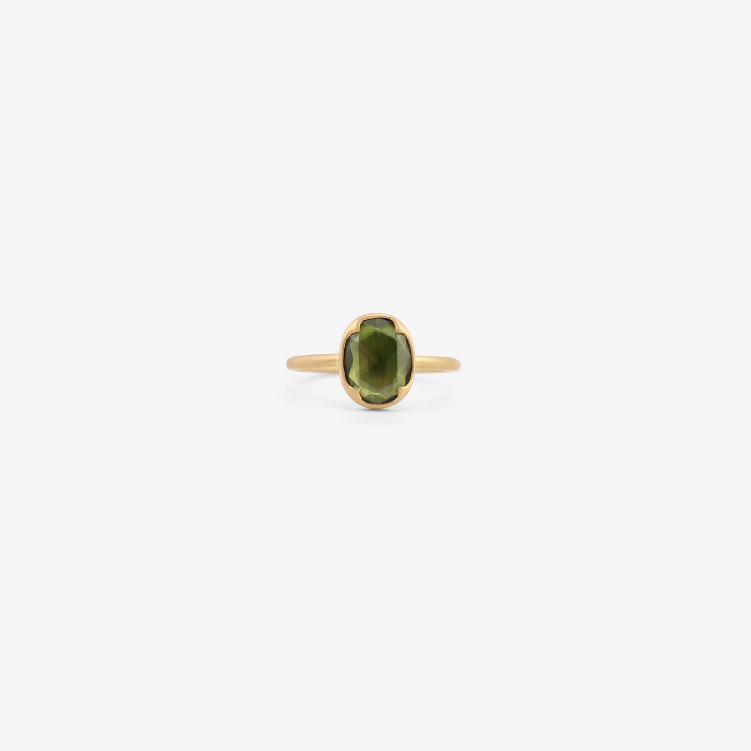 GABRIELLA KISS 18K & OVAL FACETED GREEN SAPPHIRE RING, 1.6CT