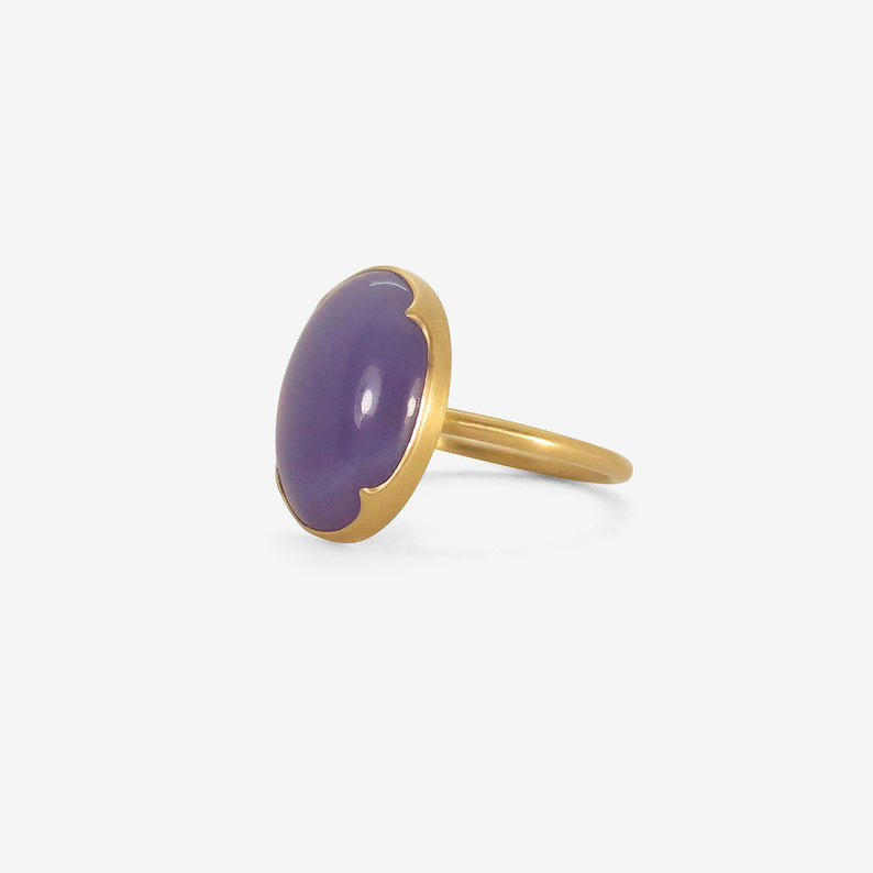 GABRIELLA KISS 18K & OVAL LAVENDER AGATE RING