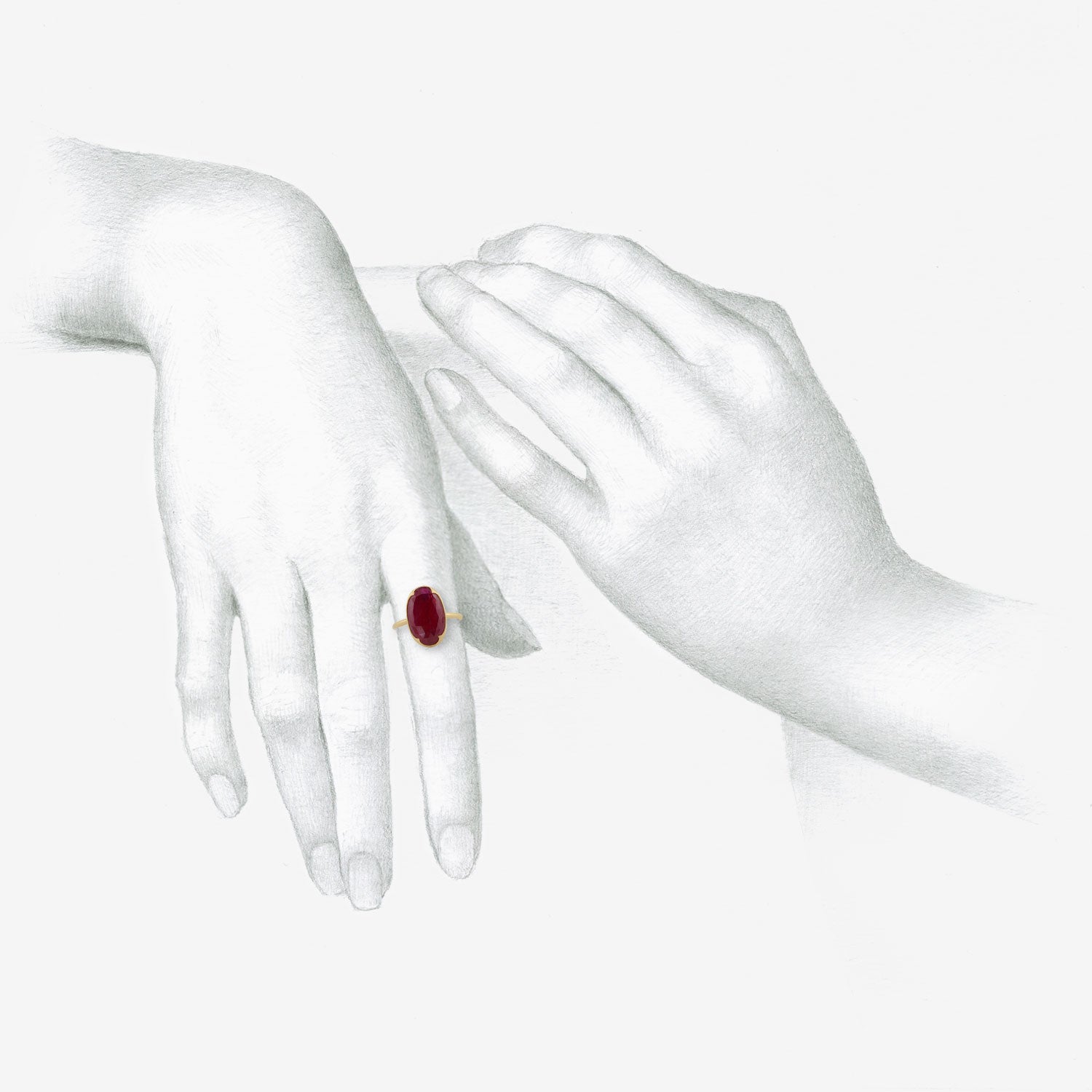 GABRIELLA KISS 18K & OVAL ROSE-CUT RUBY RING, 5.16CT
