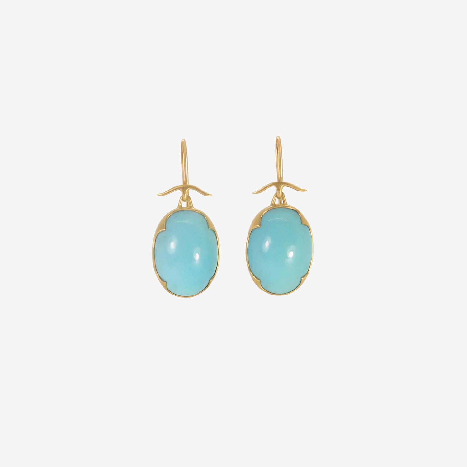 GABRIELLA KISS 18K & OVAL SLEEPING BEAUTY TURQUOISE EARRINGS
