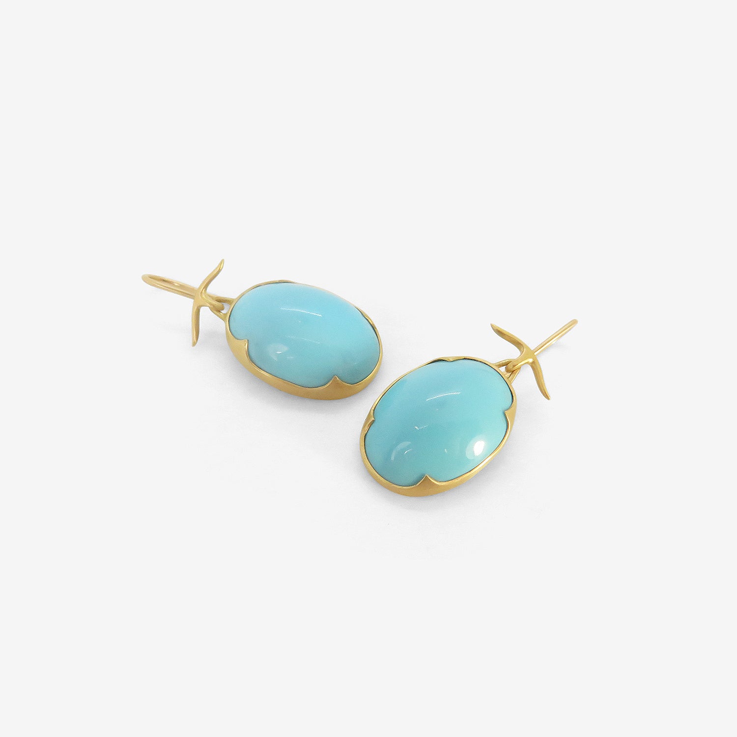 GABRIELLA KISS 18K & OVAL SLEEPING BEAUTY TURQUOISE EARRINGS