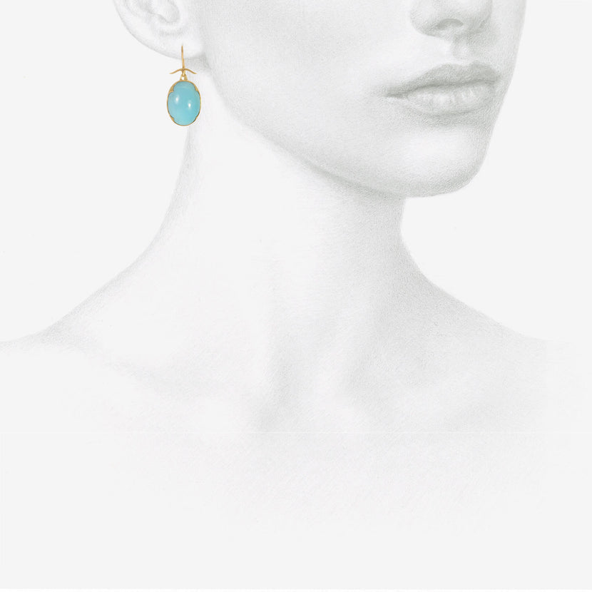 GABRIELLA KISS 18K & OVAL SLEEPING BEAUTY TURQUOISE EARRINGS