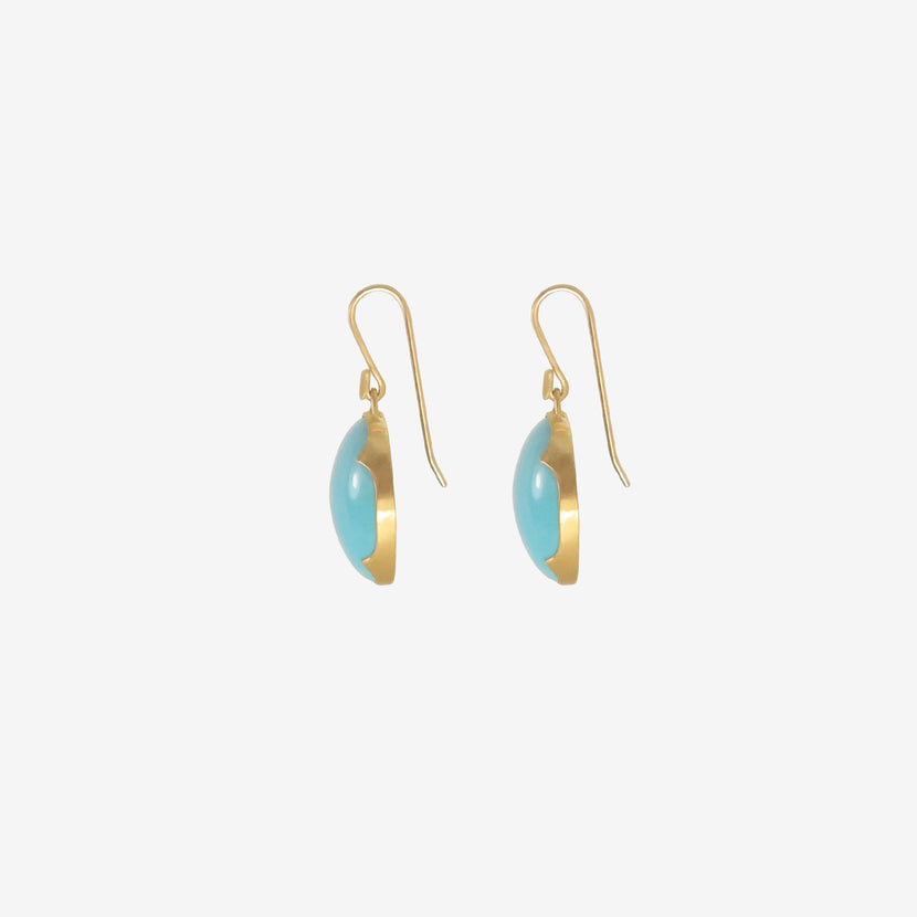 GABRIELLA KISS 18K & OVAL SLEEPING BEAUTY TURQUOISE EARRINGS