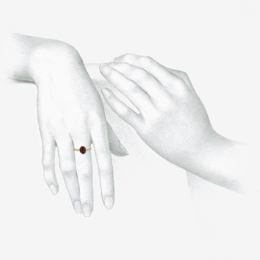 GABRIELLA KISS 18K & OVAL STAR RUBY RING WITH ONE SCALLOP, 2.14CT