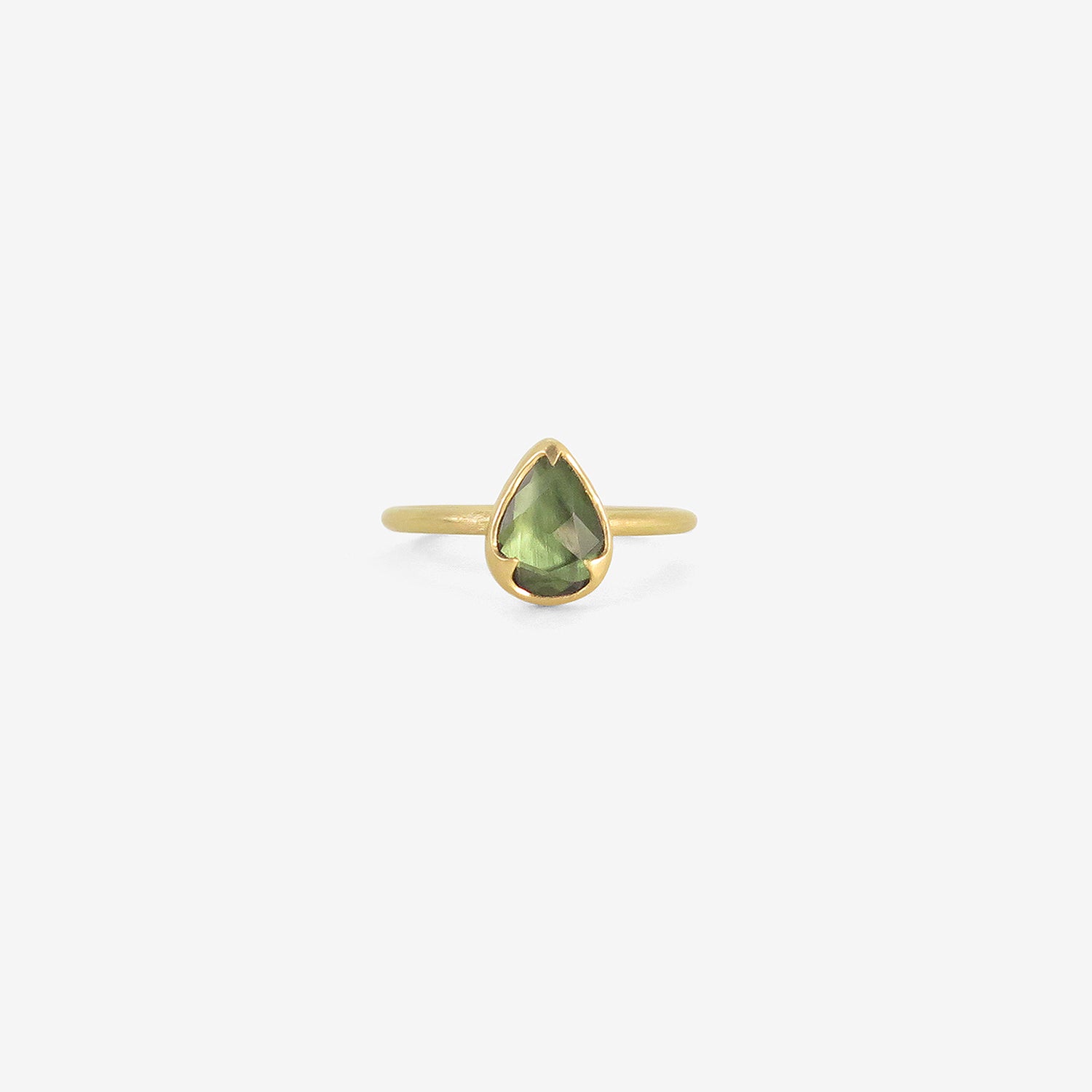 GABRIELLA KISS 18K & PEAR-SHAPED FACETED GREEN SAPPHIRE RING, .93CT