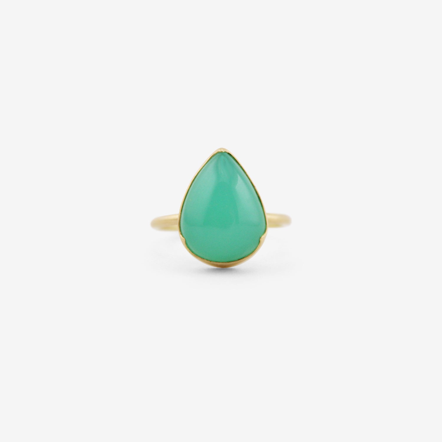 GABRIELLA KISS 18K & PEAR-SHAPED CABOCHON CHRYSOPRASE RING