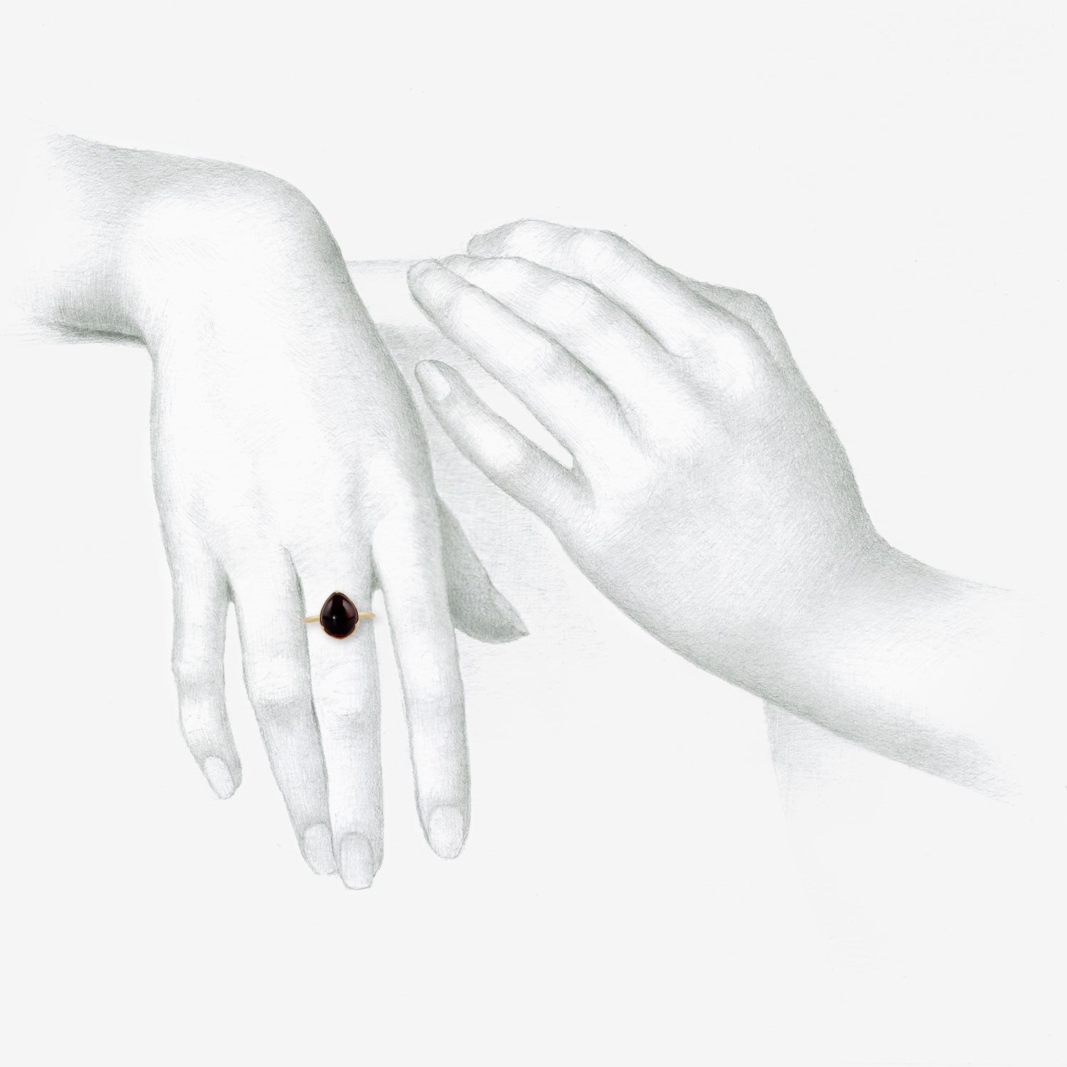 GABRIELLA KISS 18K & PEAR-SHAPED CABOCHON GARNET RING, 7CT