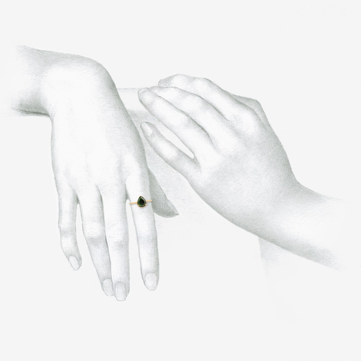 GABRIELLA KISS 18K & PEAR-SHAPED FACETED GREEN SAPPHIRE RING, 1.71CT