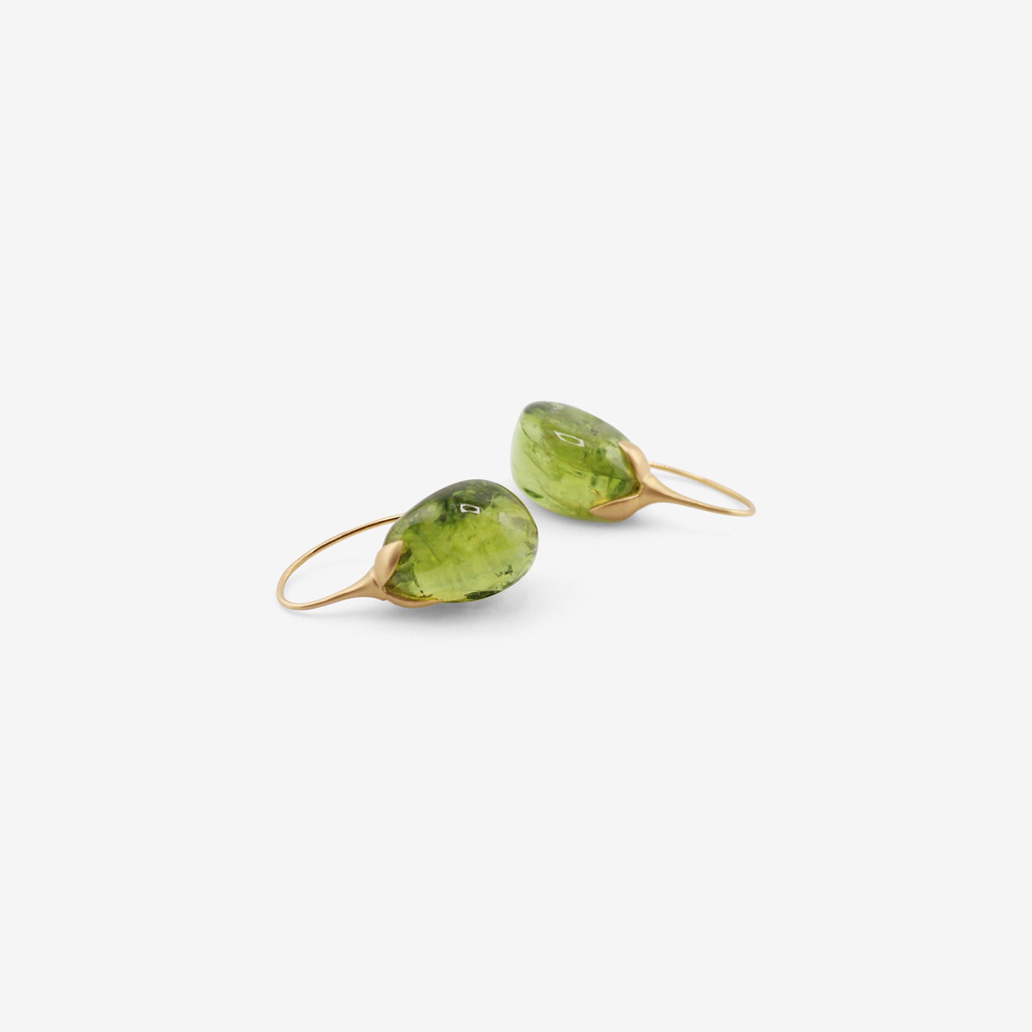 GABRIELLA KISS 18K & TUMBLED PERIDOT EGGPLANT EARRINGS